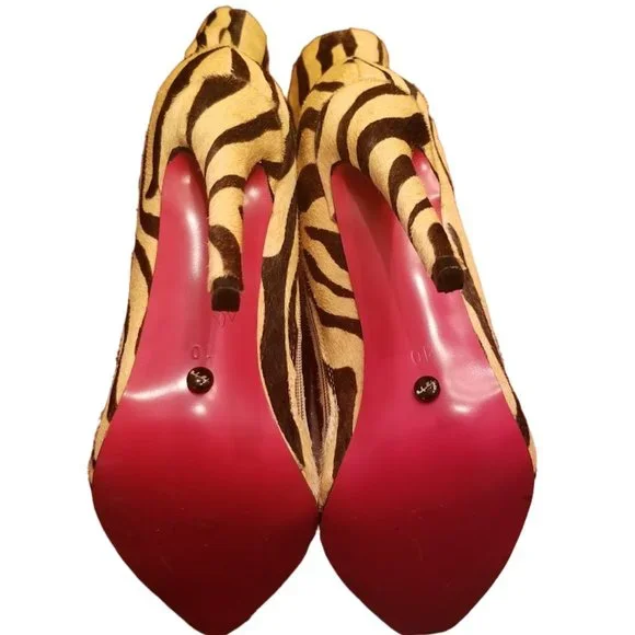 EUC | Women | Stiletto Ankle Booties | Zebra Animal Print | Calf Hair | Size: 10 - Picture 12 of 16